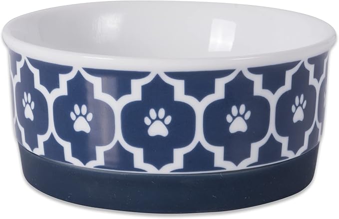 Bone Dry Lattice Collection Pet Bowl & Canister, Small Set, 4.25x2", Nautical Blue, 2 Count