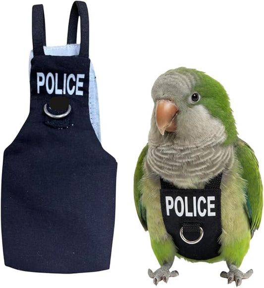Bird Diaper Flight Suit, Cute Cosplay Parrot Clothes, Easy-to-Wear Washable Nappy, Durable Metal Ring Harness for Cockatiel, Conure, African Grey, Parakeet Outdoor Flying (Without Leash,L)