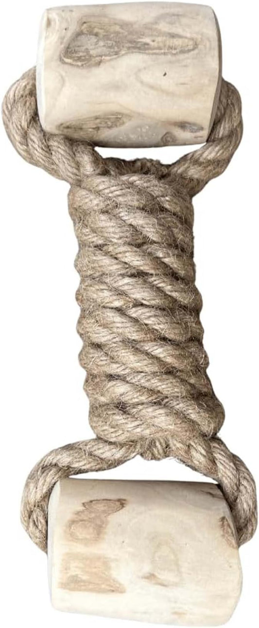 Coffee Wood Dog Toy - Eco-Friendly, Durable, Non-Toxic Hemp Rope Dog Toy - Tough Chew & Tug Toy for Moderate Chewers - Safe Outdoor & Indoor Play for Large Dogs, (1.5”x 9”x 2”)