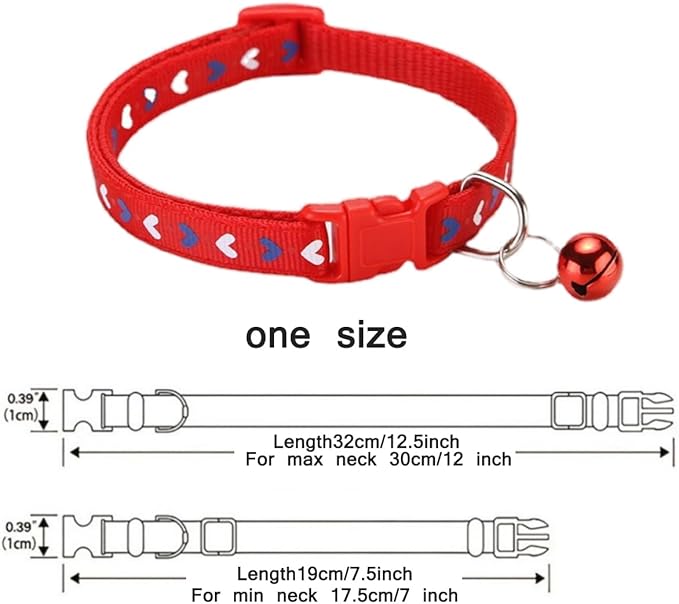 XXS Dog Collar with Bell,Soft Nylon Identification Red Cat Collar Girl Puppy Collar with Bells Adjustable Buckle for XXS Xs Tiny Little Pet Female Dogs,Neck 7.5-12.5 Inch