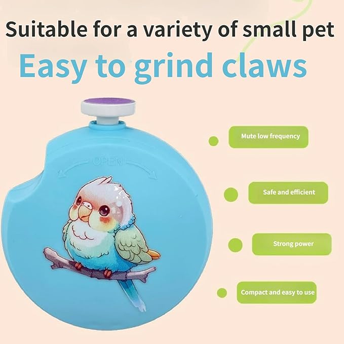 Small Bird Beak Grinder with Electric Motor Nails File Electric Trimmer for Parrots Portable Design Low Noise Operations Quiet Grinder