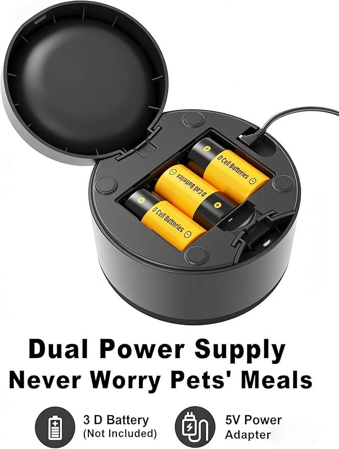 Automatic Cat Feeder, 2.4GHz WiFi Automatic Dog Food Dispenser, Fresh Protection, 4.5L Timer Feeder, Personalized Recording 10 Seconds, Easy to Clean, Stainless Steel Bowl (Single/Black)