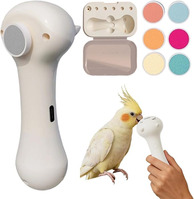 Cat Nail Grinder - 150mAh, Electric Bird Claw Cutter, 6 Replacement Heads | Reusable Puppy Nail Polishing Machine with Durable Design for Conure Cockatiel Parrot Parakeet Budgies Lovebird Macaw Do