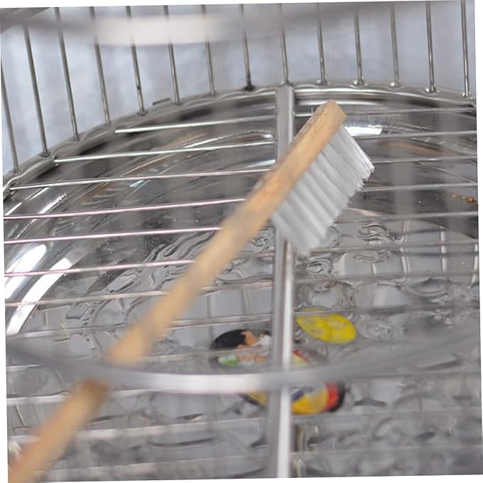 1pc Bird Cage Cleaning Brush Handle and Bristle Tool for Effortless Bird Dropping Cleanup for All Cage Types Easy Storage and Reach