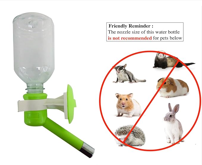 Choco Nose No-Drip Water Bottle for Small Dogs & Cats (10–25 lb) - Leak-Proof Patented 16mm Nozzle Helps Prevent Mess & Spills, BPA Free, Easy to Install Cage & Crate Mount Feeder, 10.2 fl oz (C590)