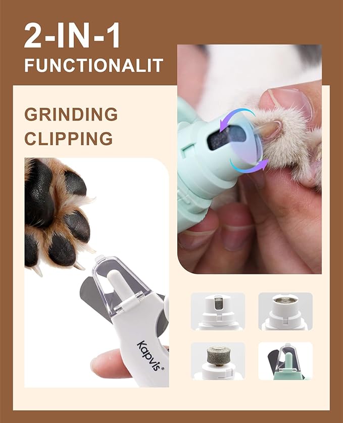 2-in-1 Dog Nail Clippers & Dog Nail Grinder with LED Lights,Cat Nail Clippers with Guard,cat Nail Trimmer for Medium Small Dogs Cats Claw Trimmer Quick Sensor and Safety Guard