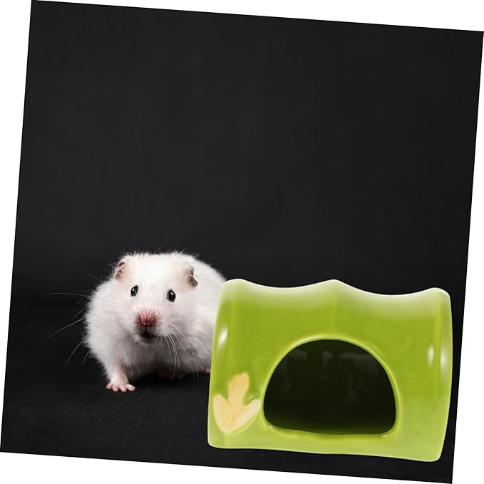 Toyvian Ceramic Hamster Habitat: Bamboo Shaped Hideout Small Animals Hideaway House Cool Bed for Mice Gerbils Small Pet Mouse Mice Rat Summer Hut