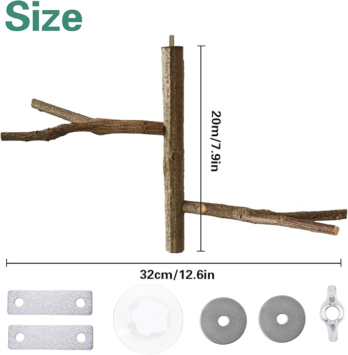 SnowTing Shower Perch Platform with Suction Cups for Bird, Small and Medium Bird Parrot Parakeet African Grey Window Wall Bath Stand Wood Window Perch (Two-Y-Type)