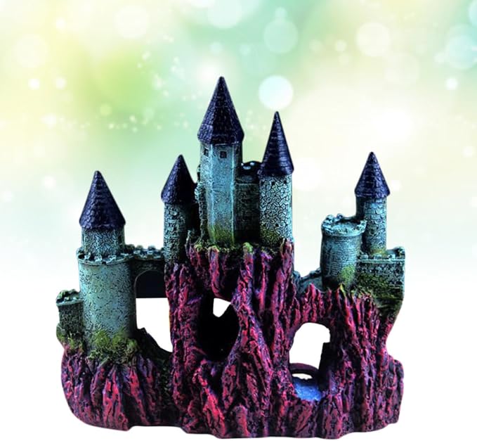 UKCOCO Simulation Castle Ornament Fish Tank Decoration Aquarium Landscaping Castle Made of Resin Easy to Clean Safe for Aquatic Fish Elegant Design and Aquarium Hideouts