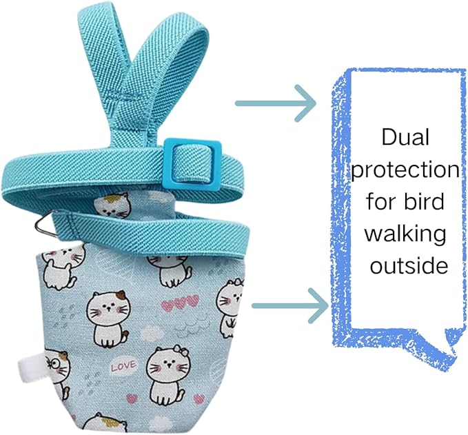 Adjustable Bird Diaper Harness Flight Suit Clothes with 80 Inch Flying Leash Rope for Parrots Conure Cockatiel (Blue,L)