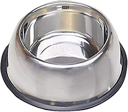 Van Ness Pets Small Non Tip Stainless Steel Dog Bowl, 16 OZ Food and Water Dish, Wide Base Prevents Spills, Silver