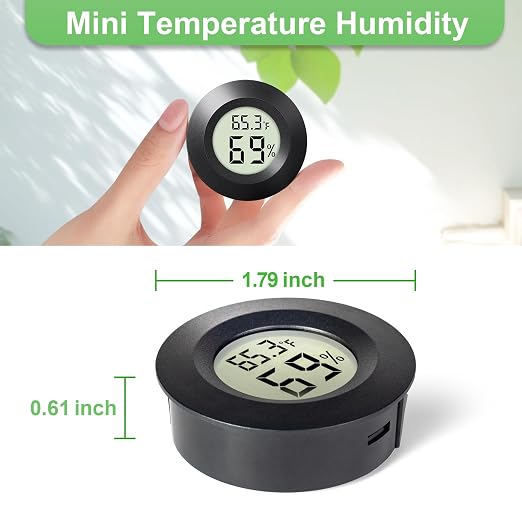 4-Pack Mini Hygrometer Thermometer Indoor Round Humidity Meter | Small Digital LCD Monitor Thermometer Temperature Gauge Humidity Sensor (℉) or (℃) for Reptile Thermostat, Jars