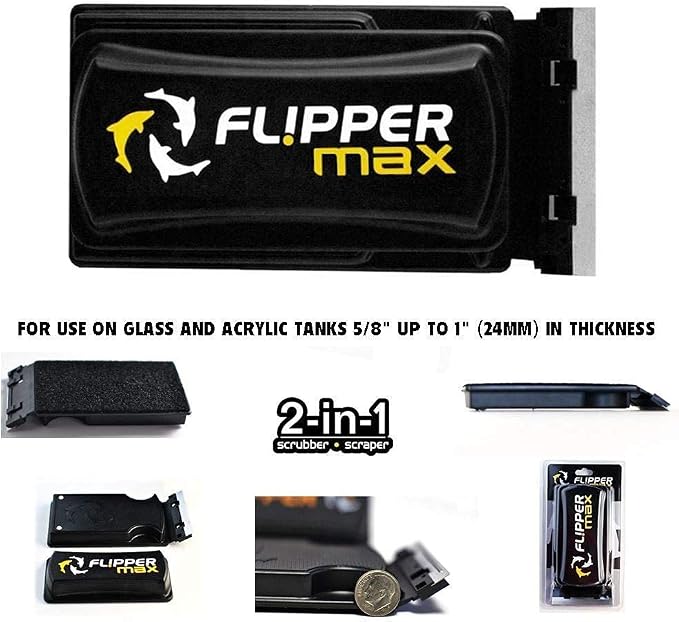 Flipper Cleaner - 2-in-1 Magnetic Aquarium Glass Cleaner - Fish Tank Cleaner - Scrubber & Scraper Aquarium Cleaning Tools – Fish Tank Cleaner MAX