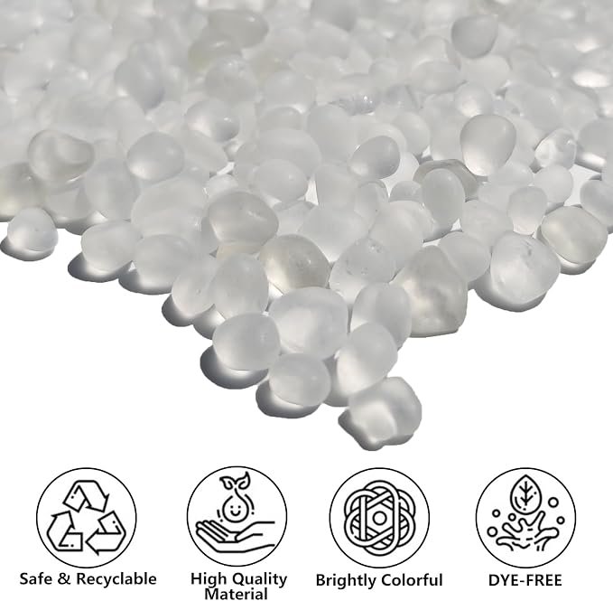 QYGL Sea Glass Stones - 0.9LB White Frosted Glass Pebbles Gemstones | Perfect for Aquarium Rocks, Fish Tank Gravel, Vase Fillers, DIY Crafts, and Home Decor