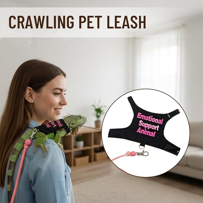 2 Pack Bearded Dragon Clothes Harness Set – Handmade Reptile Harness & Costume, Perfect for Outdoor Walking, Training, Guinea Pig & Lizard Apparel, Christmas Outfit & Photo Prop(Blue,Pink)