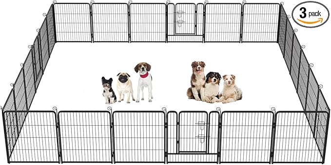 BestPet | Dog Playpen | 32 Inch, 24 Panels | Heavy Duty Metal Pet Exercise Pen | Indoor Outdoor Fence Panels | Rust-Resistant, Removable, Tool-Free Setup | Anti-Skid, Expandable Design