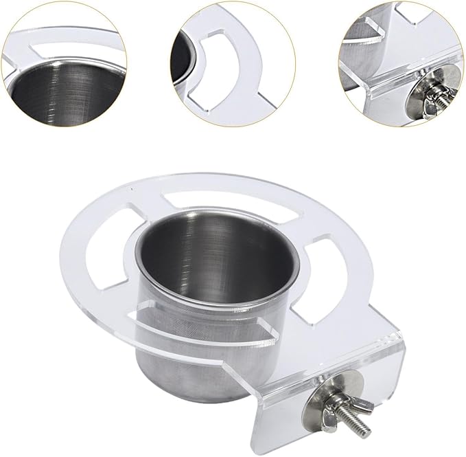 Bird Feeding Dish Cups Birdcage Coop Water Feeder Stainless Steel Parrot Food Bowl Cage Parrot Feeders for Cockatiel Parakeet