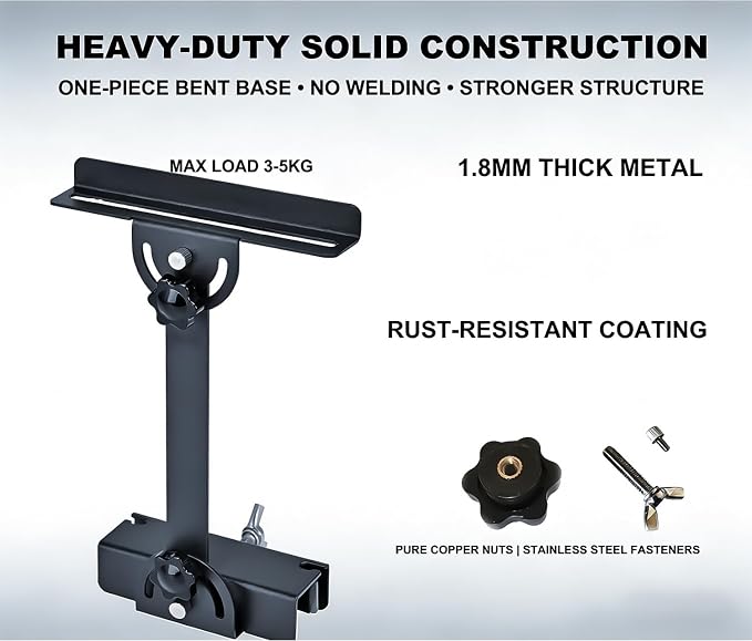 Metal Aquarium Light Riser Clamp, 2Pcs | Full Metal, Fits Rim Up to 0.9”, Max 4.9” Wide Light, 0-6.5” Adjustable Height