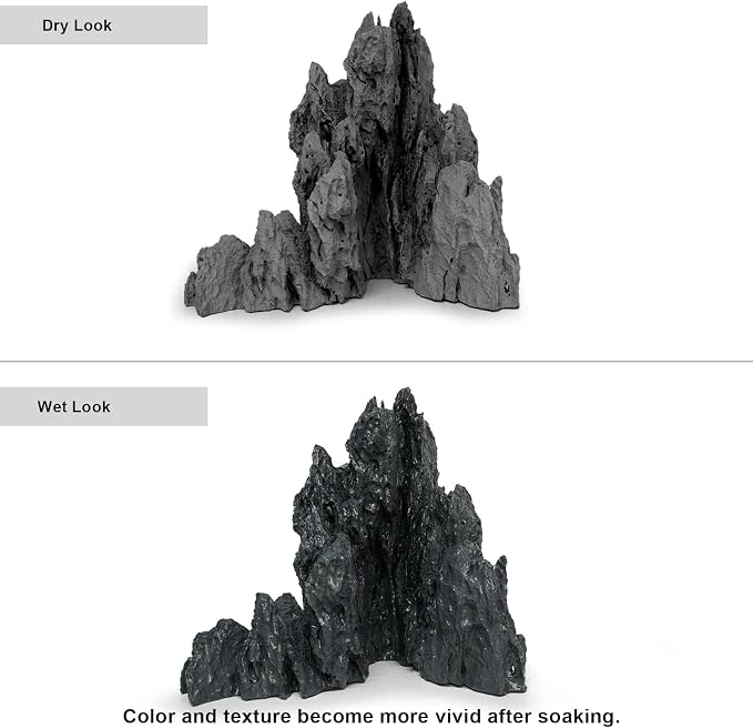 FZONE Resin Seiryu Stone Model Ph-Neutral Aquarium Rocks for aquascaping, Micro-Landscapes