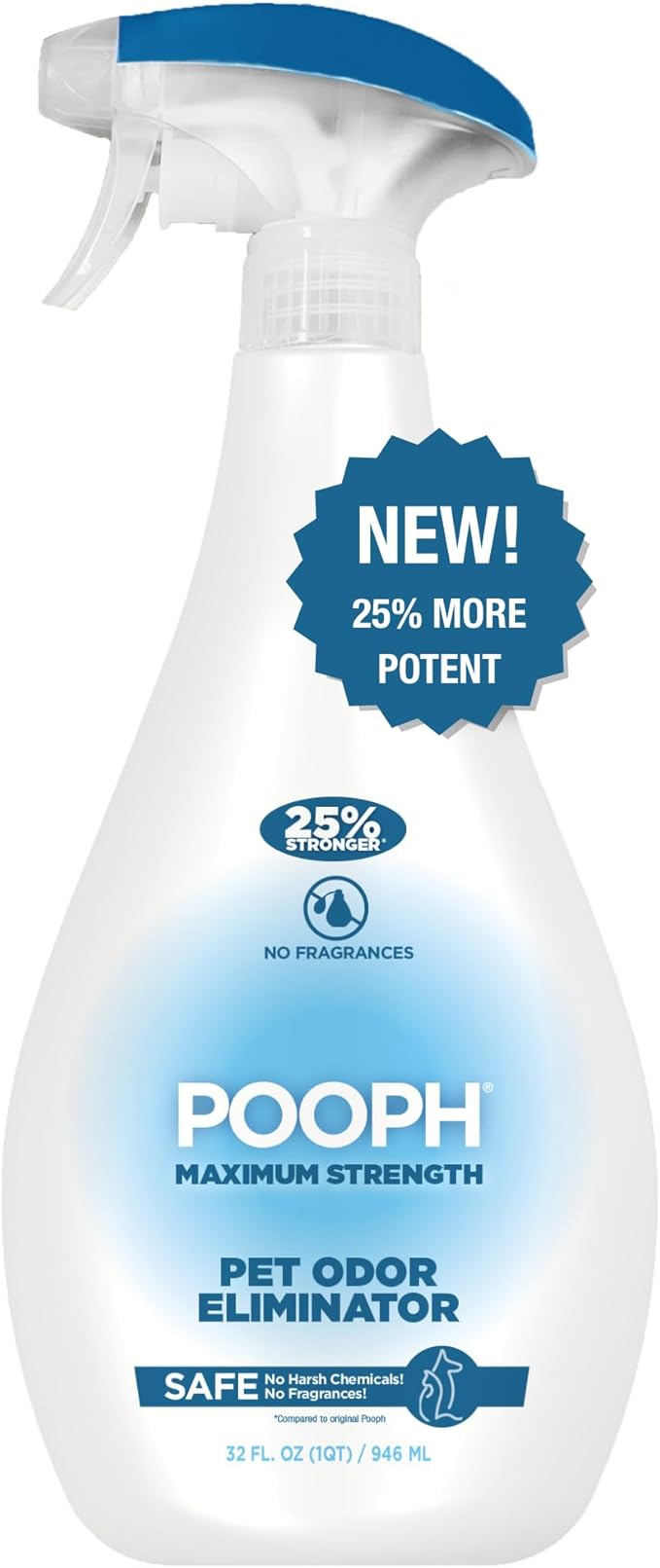 POOPH Maximum Strength Pet Odor Eliminator Spray 32oz Fragrance Free Odor Remover for Dogs and Cats Urine Poop Pee Deodorizer for Carpet Furniture and Home Use