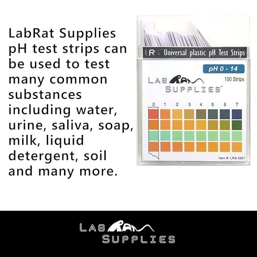 Plastic pH Test Strips, Universal Application (pH 0-14), 100 Strips | for Saliva, Soap, Urine, Food, Liquids, Water with Soil Testing, Lab Monitoring, etc. (Pack of 2)