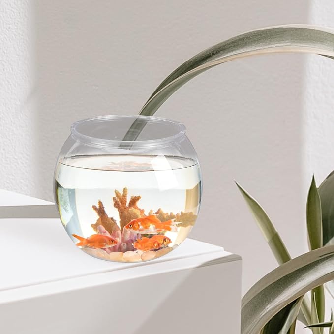 VICASKY Fish Bowl Goldfish Tank Round Bowls Large Small - Transparent Aquarium Terrarium Hydroponic Planter for Centerpieces Decor Desktop Fishbowl Unbreakable Transparent Pet Round Fish Tank Decor