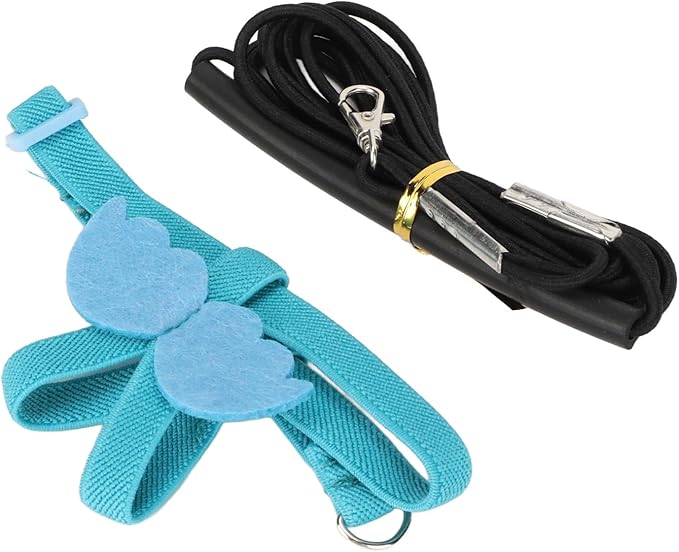 Parrot Bird Harness Leash, Adjustable Parrot Nylon Anti Bite Flying Training Rope, Easy to Wear Outdoor Flying Kit, Flight Suit with Leash for Parakeets Cockatiels Conures Budgies(L Blue)