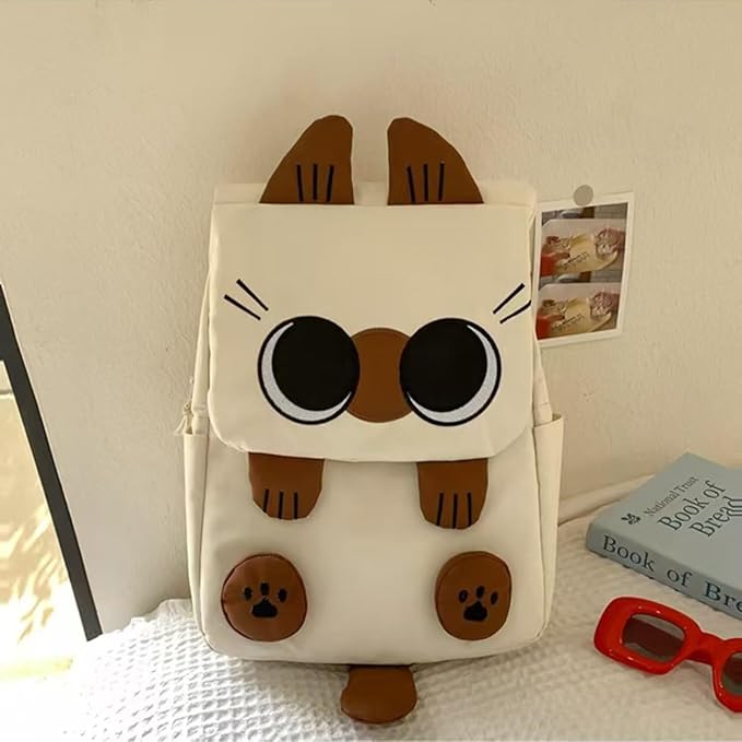 Cute Cat Backpack - Lightweight Laptop Bag, Large Capacity Student & Travel Backpack for Adults/Kids Give away cat pendants