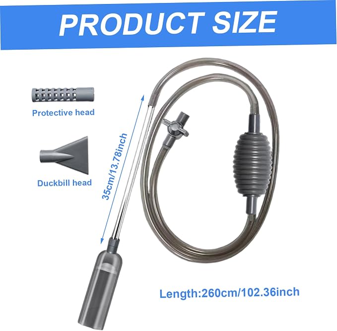 Fish Tank Vacuum Gravel Cleaner Flows Adjustable Fish Tank Siphon with Manual Pump & 3 Different Nozzles Quick & Conveneint Aquarium Water Changer for Home|Gravel Cleaners