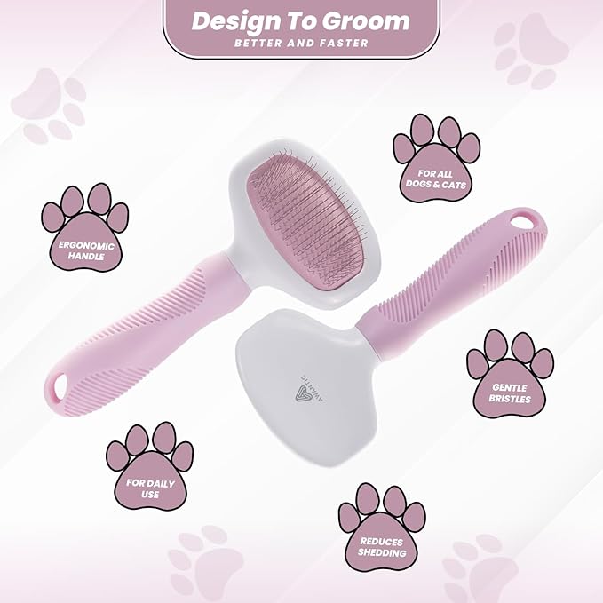 Small Slicker Brush for Grooming - Slicker Brush for Dogs and Cats can act as Deshedding Pet Tool for Healthy Coat Maintenance and Suitable for Short and long Haired Dogs