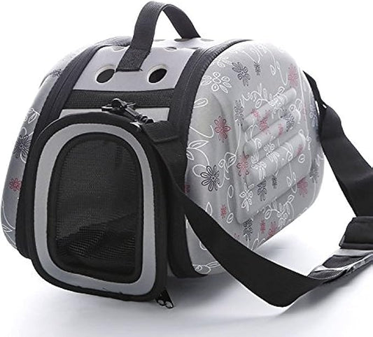 Foldable Pet Dog Carrier Cage Collapsible Travel Kennel - Portable Pet Carrier Outdoor Shoulder Bag for Puppy Dog Cat (S, Grey)