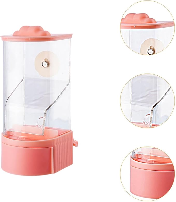 No Mess Bird Feeder Hanging Feeding Station Anti Splashing Parrot Foraging Feeder Food Container for Cockatiel Budgies Canary Pink(Pink)