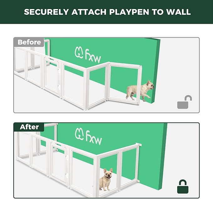 FXW Fence-to-Wall Anchors (Pack of 4) for AuraSpace Playpen – Accessory Only, Safely Expand Your Dog’s Play Area, Fits 35" H Acrylic Playpen, White