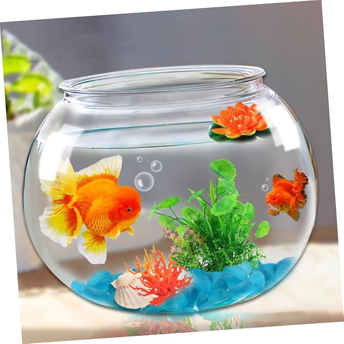 DOITOOL Round Fish Bowl for Betta Fish 3 Gallon Inexpensive Plastic Tank Portable Desktop Aquarium for Home Office