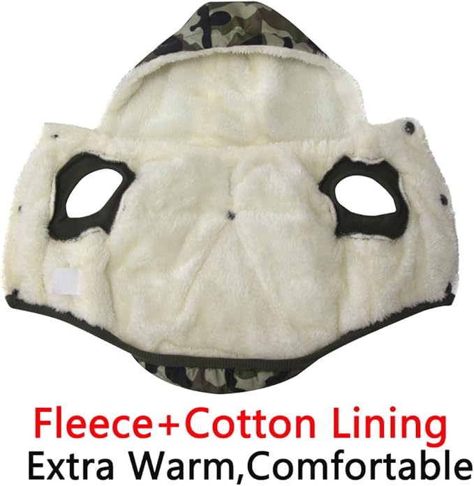 vecomfy Fleece Lining Extra Warm Dog Hoodie in Winter for Large Dogs Jacket Pet Coats with Hooded,Green Camo XXL