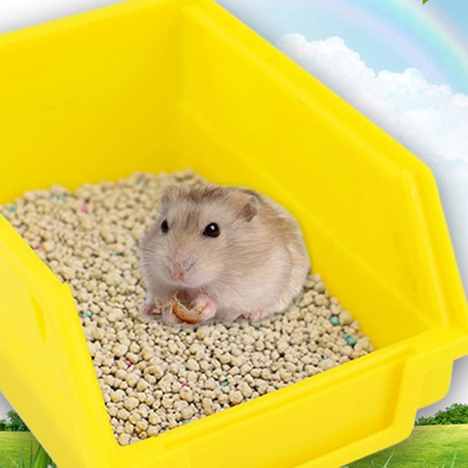 POPETPOP Hamster Sand Bathroom Large-Chinchilla Dust Bath Plastic Sand Bath Container Hamster Toilet/Bathtub/Sandbox-Random Color Size L