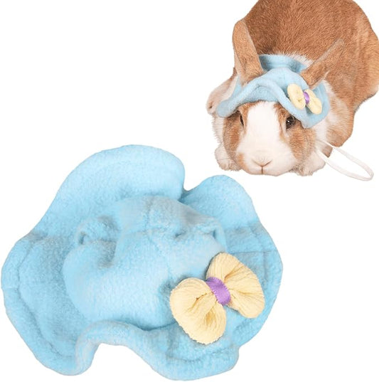 Guinea Pig Clothes,Rabbit Harness,Ferret Bunny Clothes with Pet Rabbit Harness and Leash Mini Hat Bag Cute Brooch for Kitten Small Animal Collars (Blue)
