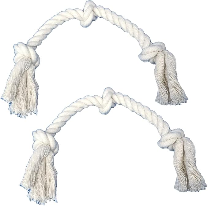 2-Pack 13" Cotton Rope Dog Toys for Small & Medium-Small Dogs – Tug Play, Light Chewing & Teeth Cleaning, Interactive Play, White