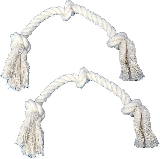 2-Pack 13" Cotton Rope Dog Toys for Small & Medium-Small Dogs – Tug Play, Light Chewing & Teeth Cleaning, Interactive Play, White