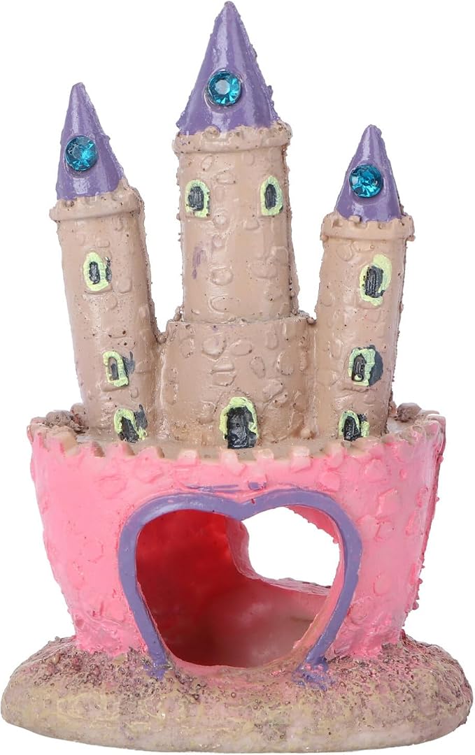 Mipcase Aquarium Castle Decoration Resin Fish Tank Ornament with Fish Hidden Cave Tank House for Betta Freshwater and Saltwater Tanks 4.52 X 2.95 X 2.36 in