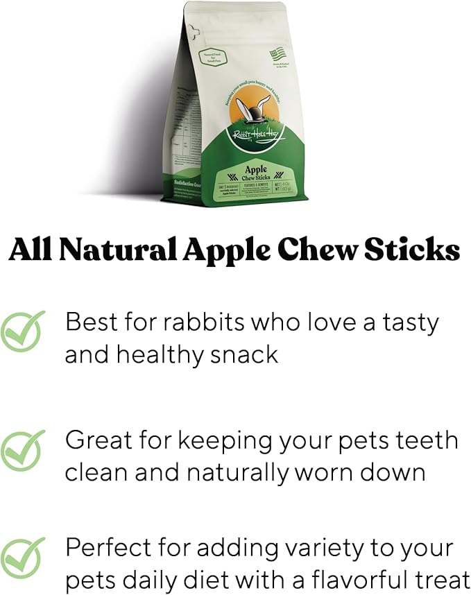 Rabbit Hole Hay - All Natural Apple Chew Sticks for Small Pets - 24 oz - Large Pack, Healthy Treat