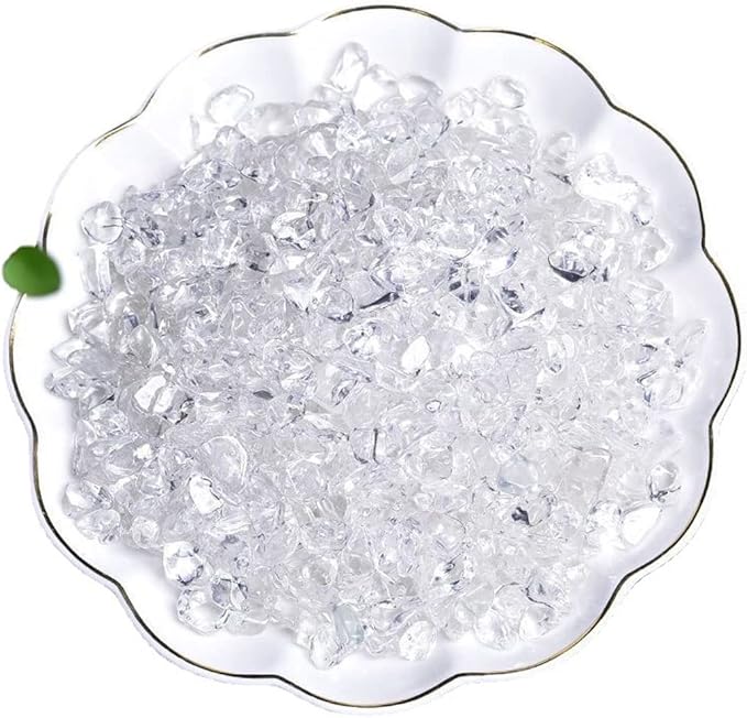 Erliway Natural Clear Quartz Tumbled Chips Crushed Crystal Stone, 7-9mm | Polished Healing Crystal Chips Healing Reiki Crystal Jewelry Making Home Decoration, Aquarium, Vase Fillers, Plants Décor
