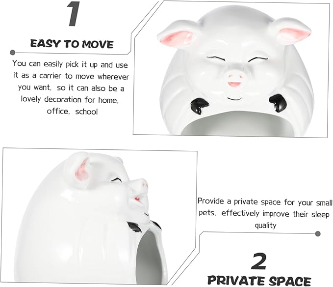 Small Pet Ceramic Hamster Hideout House Wear-Resistant Guinea Pig Resting Bed Safe Cool Animal Nest for Hamsters Chinchillas and Small Pets Comfortable Soothing Hideaway