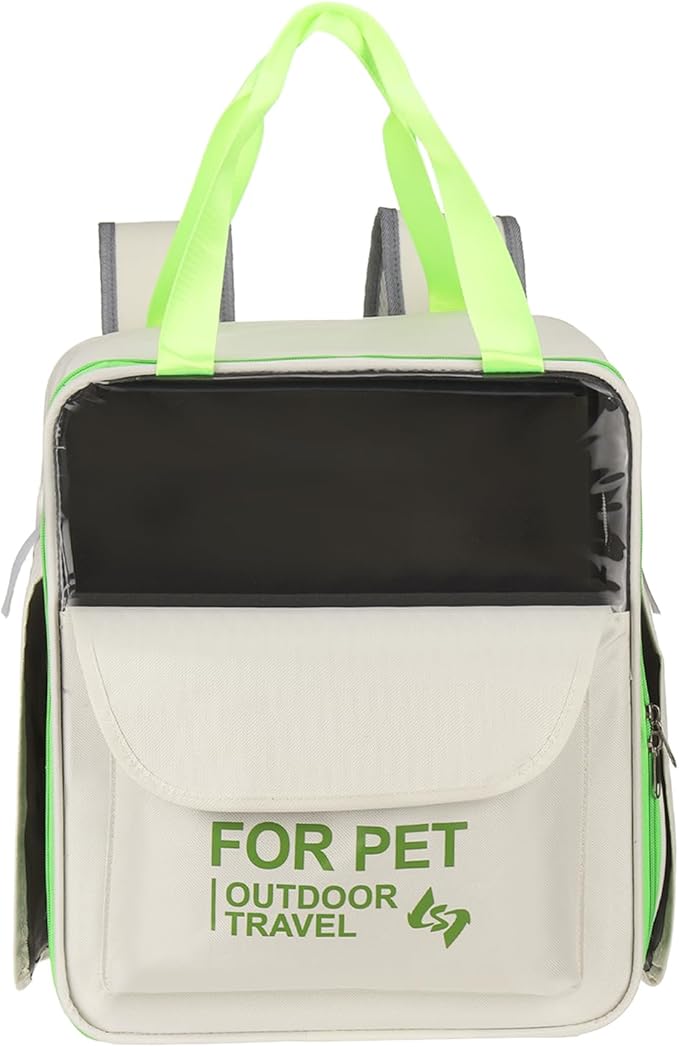 Pet Backpack Carrier, Portable and Ventilated, Oxford Cloth, Dogs Cats and Small Animals Travel Bag 13.39" Up to 16.5 Lbs, (Beige), Intended for Hiking/Camping/Traveling