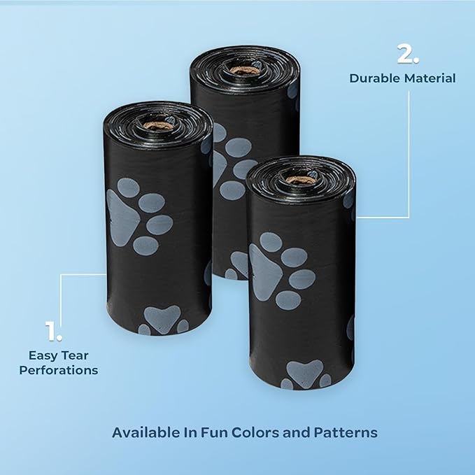 Best Pet Supplies Dog Poop Bags for Waste Refuse Cleanup, Doggy Roll Replacements for Outdoor Puppy Walking and Travel, Leak Proof and Tear Resistant, Thick Plastic - Black, 150 Bags