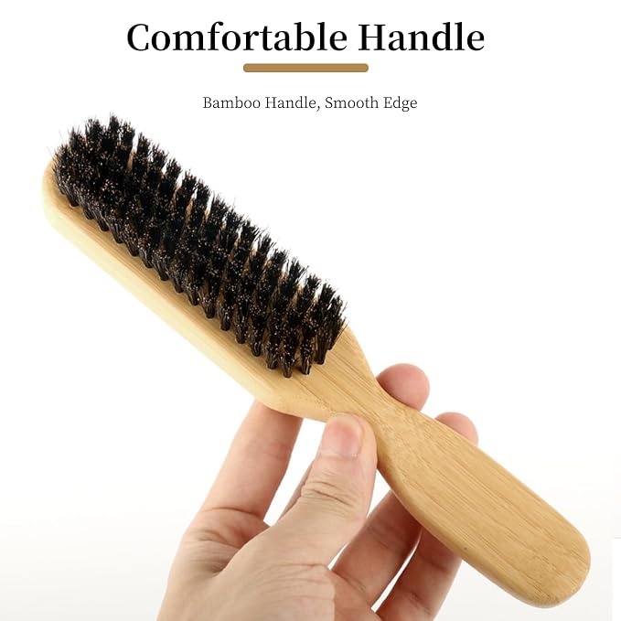 Soft Boar Bristle Dog Brush for Short Haired Dogs - Made of Bamboo, Gentle Deshedding & Grooming Tool, Ideal Dog Hair Brush for Pets, Dog Brushes for Grooming and Shedding （Large）