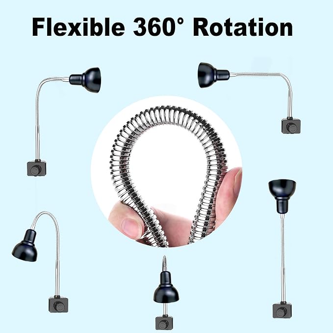 Reptile Heat Lamp, Lamp for Aquarium Turtle Tank with 25w+50w Basking Spot Light Bulbs and 360° Swivel Clamp for Turtle, Snake, Lizard, Cockatoo, Chameleon Etc, Yellow