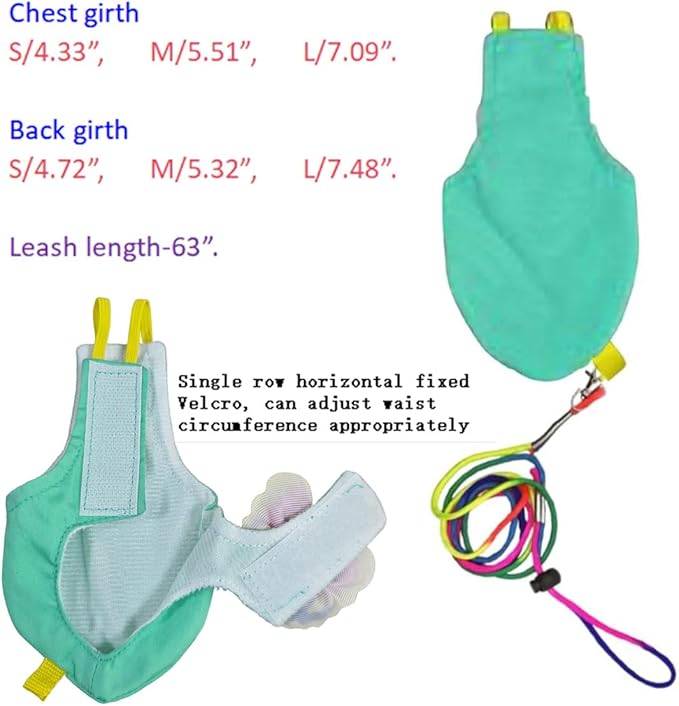 Escape-Proof Parrot Harness & Leash Set with Diaper - Adjustable Flight Suit with Bow & Safety Cord for Conures, African Grey, Parakeets, Doves (Pink-M)