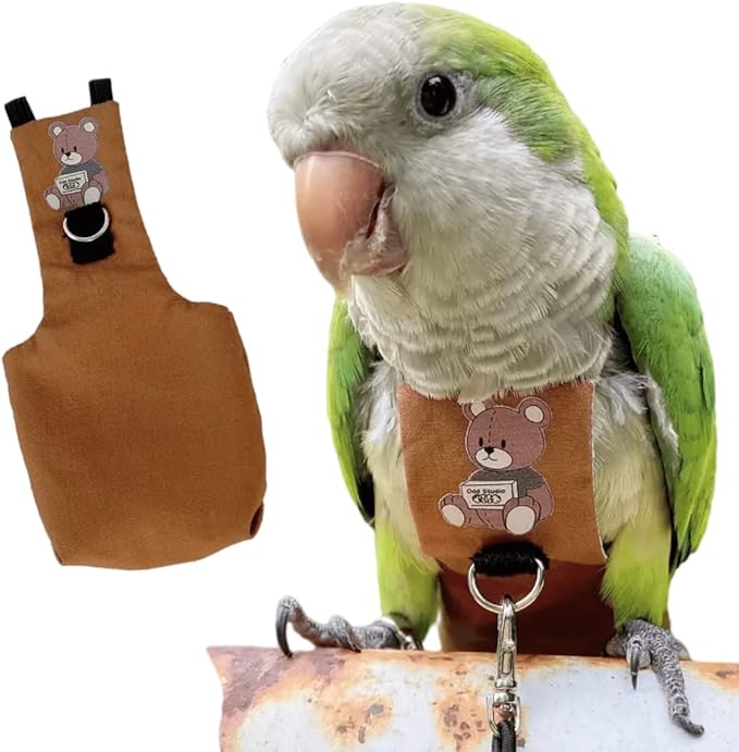Bird Diaper Harness Flight Suit Clothes, Parrot Flight Suit with Leash for Parrot, Bird Flying Clothes with Rope and Handle for Outdoor Activities Training (Lovebird,Without Leash)