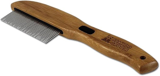 alcott Bamboo Groom Rotating Pin Comb with 41 Rounded Pins for Pets